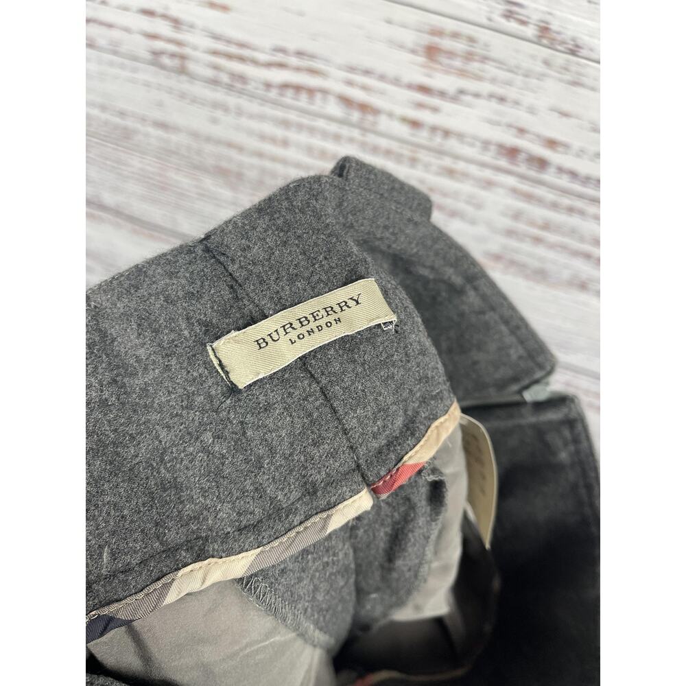 Burberry London Pants Women's M Gray Wool Blend Wide Leg Cropped Button Detail - Picture 6 of 9
